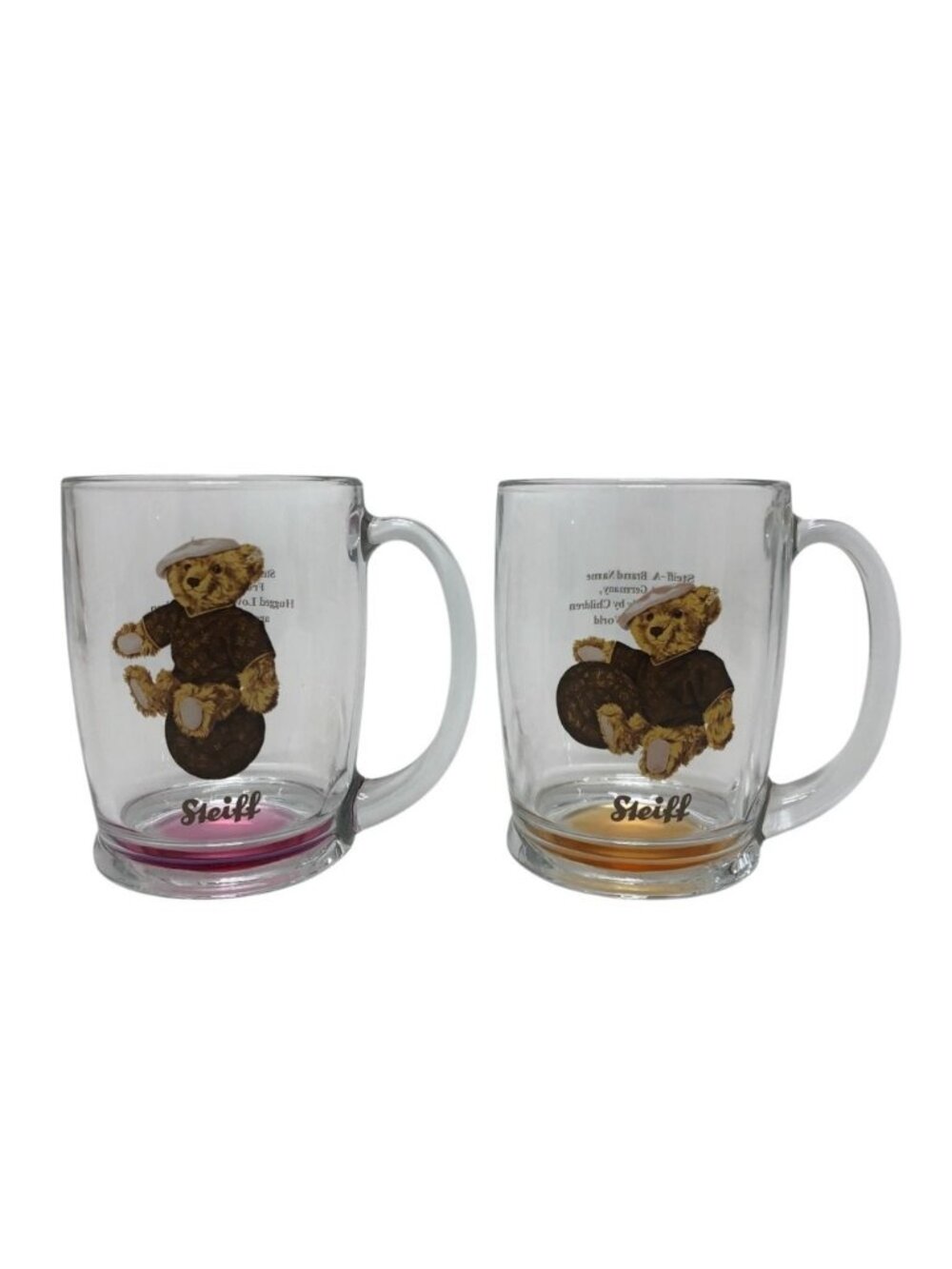 Louis Vuitton Glass Steiff Collaboration Monogram Cup Set Teddy Bear Motif Clear